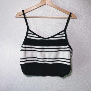 Urban Outfitter Black and white stripe knit tank top size medium minimal